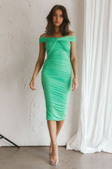 Maja Off-Shoulder Midi Dress Green