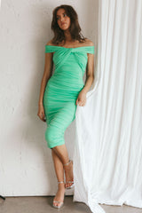 Maja Off-Shoulder Midi Dress Green