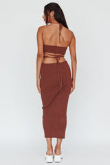 Rue Rose Accent Ribbed Knit Midi Dress Coco