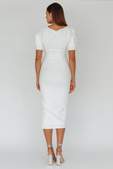 Valette Puff Sleeve Midi Dress White