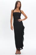 Lorely Halterneck Mesh Maxi Dress Black