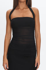 Lorely Halterneck Mesh Maxi Dress Black