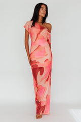 Tumi Short Sleeve Maxi Dress Printed Red