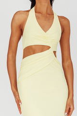 Giulia Cut-out Ribbed Halterneck Midi Dress Butter