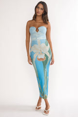 Lahita Strapless Midi Dress Orchid Blue