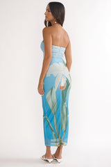 Lahita Strapless Midi Dress Orchid Blue