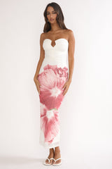 Lahita Strapless Midi Dress Hibiscus Fuchsia