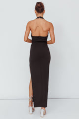 Leading Role Diamante Strap Halter Dress Black