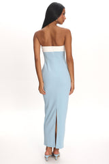 Regent Strapless Maxi Dress Contrast Blue