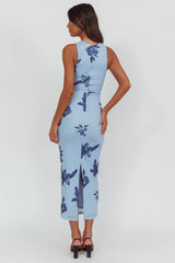 Maretha Gold Link Neckline Maxi Dress Lily Blue