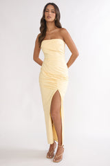 Paradisa Strapless Ruched Maxi Dress Banana