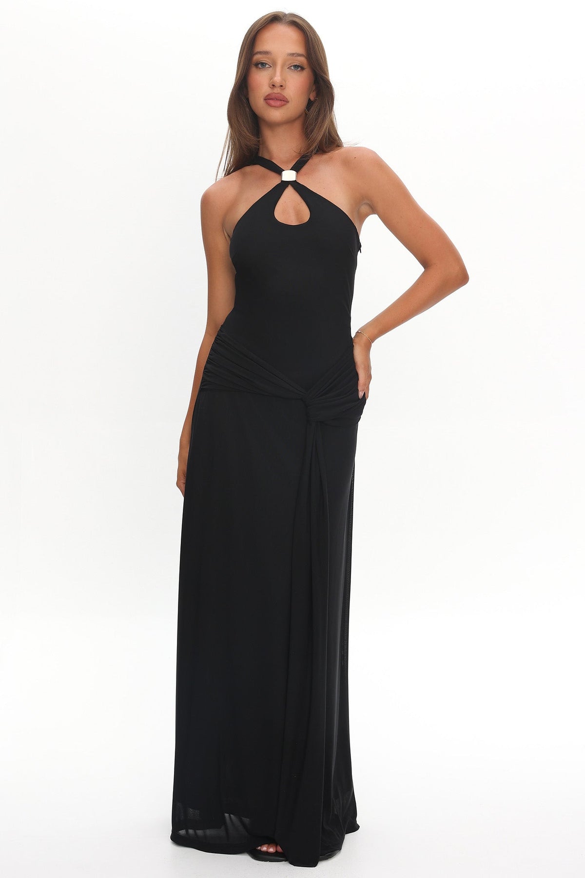 Cresida Keyhole Racerback Maxi Dress Black