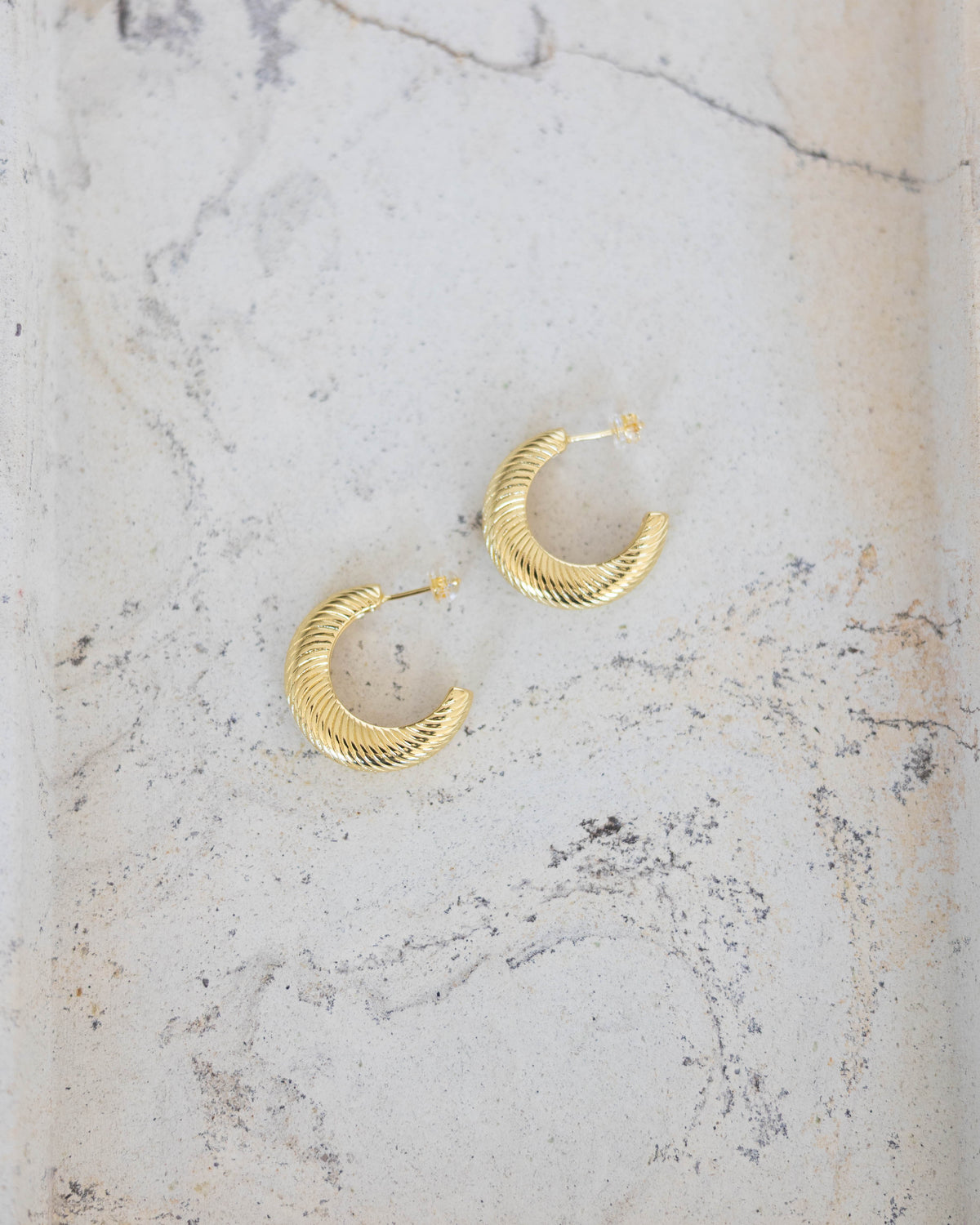 Clare Textured Gold Hoop Earring