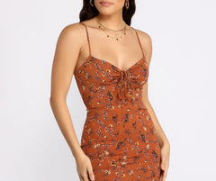 Dreamy In Florals Tie Front Mini Dress