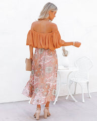 Giuseppe Pleated Paisley Midi Skirt