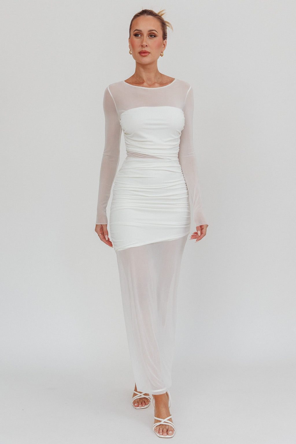 Harpa Mesh Maxi Dress White
