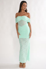 Silver Moon Off-Shoulder Maxi Dress Floral Mint