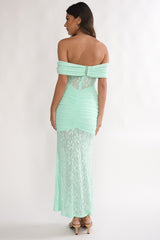 Silver Moon Off-Shoulder Maxi Dress Floral Mint