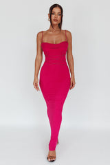 Teava Laced Waist Maxi Dress Fuchsia