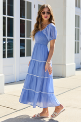 Jennifer Blue Tiered Maxi Dress