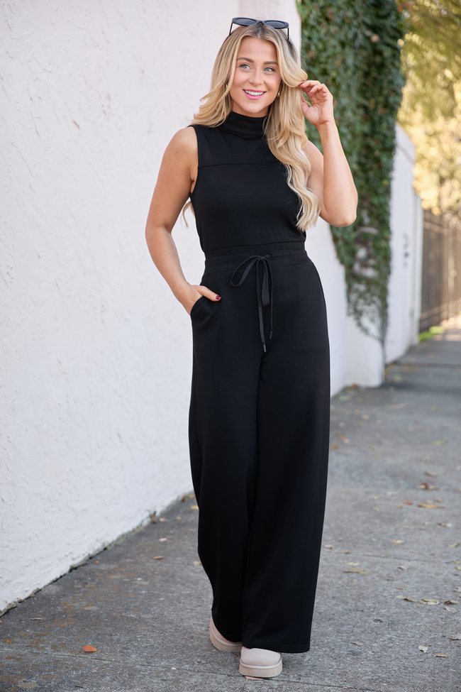 Mira Black Mock Neck Jumpsuit FINAL SALE