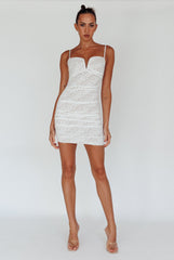 Olika Ruched Lace Mini Dress White