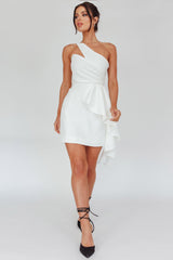 Lilleth One Shoulder Frill Feature Mini Dress White