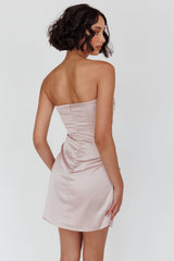 Love Waits Strapless Side Pleat Mini Dress Dirty Blush