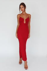 Nouveau U-Neckline Midi Dress Wine