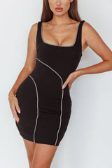 Jourdan Diamante Rope Trim Mini Dress Black