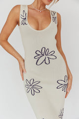 Sunland Knit Maxi Dress Flower Cream