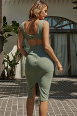 Light My Way Cut-Out Waist Midi Dress Pistachio