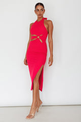 Crystal Skies Cut-Out Feature Midi Dress Fuchsia