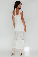 Versailles Summer Rose Accent Lace Dress White