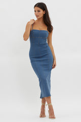 Lenni Denim Midi Dress Dark Blue