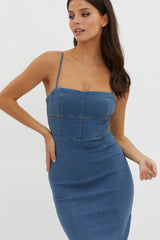 Lenni Denim Midi Dress Dark Blue