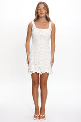 Karrla Crochet Lace Mini Dress White
