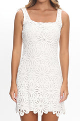 Karrla Crochet Lace Mini Dress White