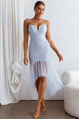 Dreamy Removable Sleeve Sequin Dress Blue