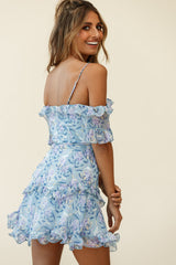 Maranda Bardot Lace-Up Bust Dress Banksia Print Midnight Blue