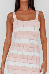 Chase The Sunrise Knit Midi Dress Striped Pink