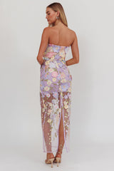 Euphoria Dream Embellished Mesh Maxi Dress Lilac