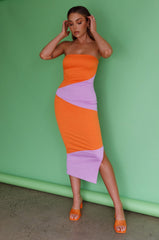 Shondra Crepe Texture Tube Dress Orange