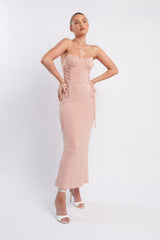 Graziella Laced Corset Midi Dress Nude