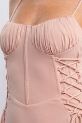 Graziella Laced Corset Midi Dress Nude