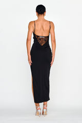 Misha Embellished Bust Midi Dress Black