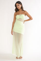 Lumiere Strapless Sheer Mesh Dress Lime