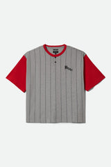 Brixton - Boxy Baseball Shirt (Heather Grey/Adrenaline Rush)