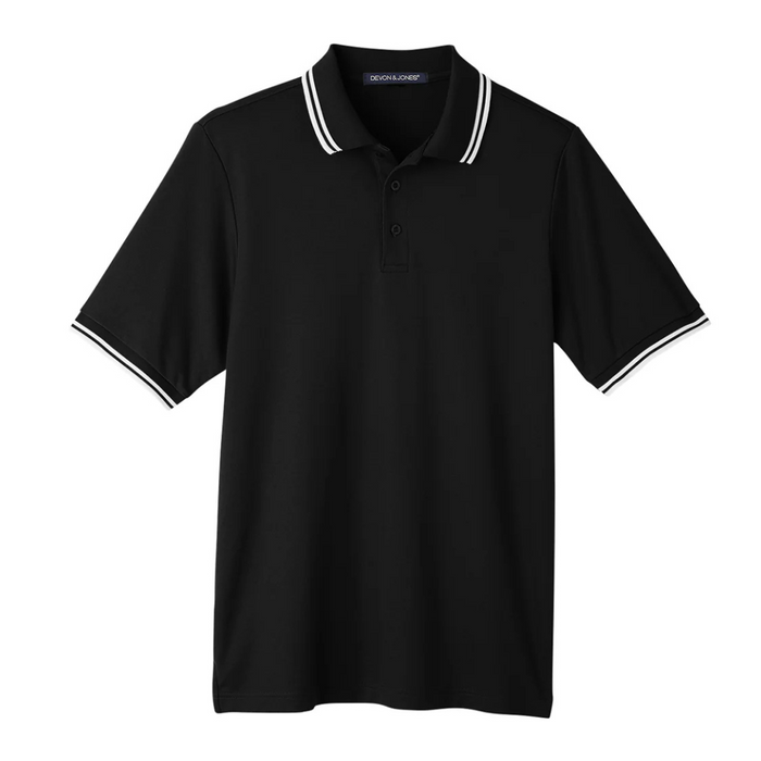 Devon & Jones Men's Crown Lux Short Sleeve Polo Shirt Black/Grey