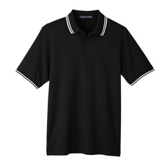 Devon & Jones Men's Crown Lux Short Sleeve Polo Shirt Black/Grey